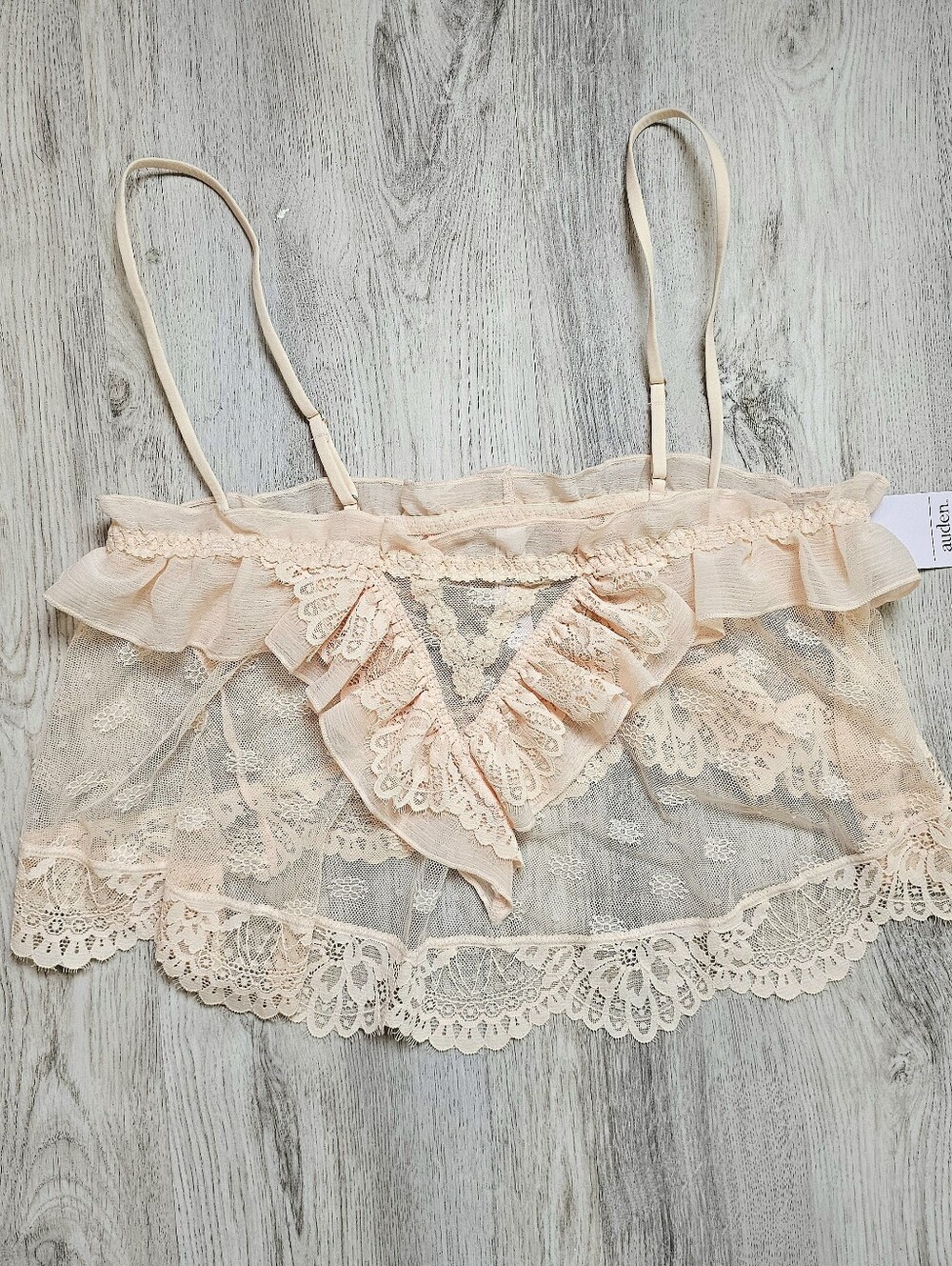 New Auden Lacey Frill Mesh Camisole Top